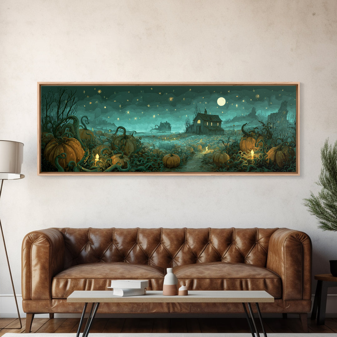 The Harvest Of The Eldritch Field, Cosmic Horror Decor, Extra Wide Wall Art, Canvas Print, Halloween Home Decor, Gothic Wall Art
