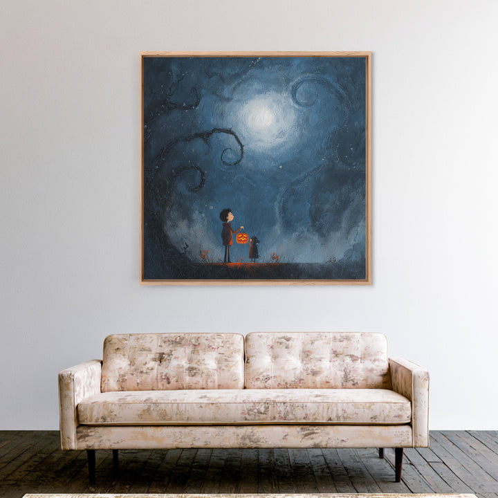 The Child Who Caught A Moon-Spawn, Dark Fantasy Wall Art, Square Wall Art, Canvas Print, Halloween Home Decor, Gothic Wall Art