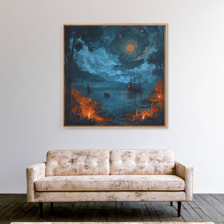 The Oracle Of The Glass Depths, Spooky Wall Decor, Square Wall Art, Canvas Print, Halloween Home Decor, Gothic Wall Art, Halloween Decor