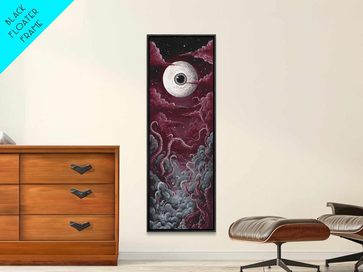 The Oracle Of The Glass Depths, Occult Wall Decor, Tall Narrow Wall Art, Framed Canvas Print, Halloween Home Decor, Gothic Wall Art