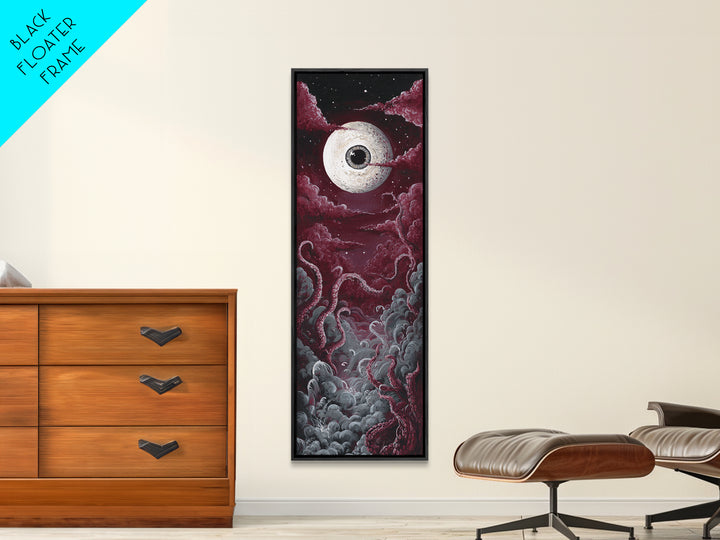The Oracle Of The Glass Depths, Occult Wall Decor, Tall Narrow Wall Art, Framed Canvas Print, Halloween Home Decor, Gothic Wall Art