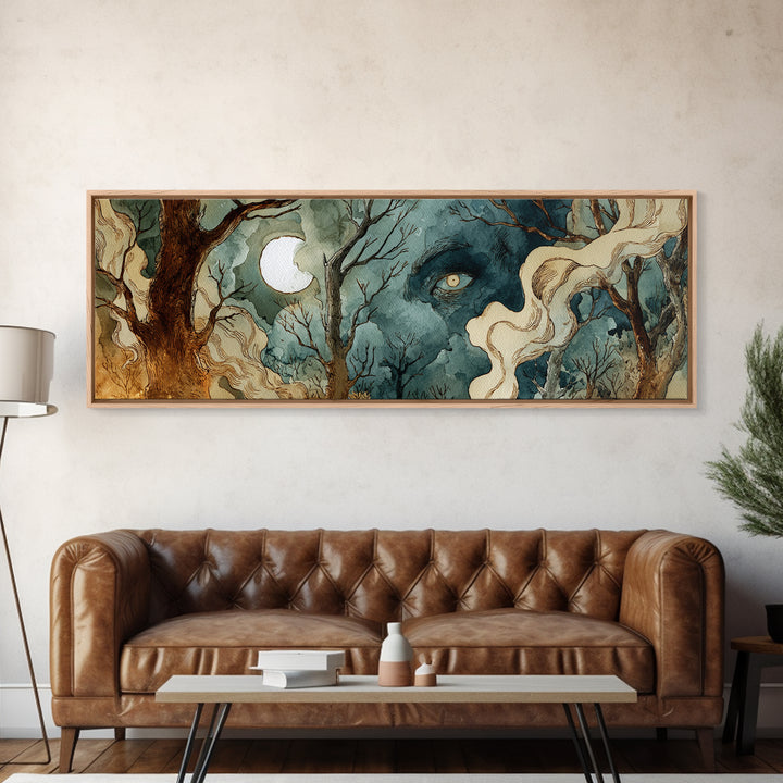 The Sleeper In The Birch Grove, Gothic Home Decor, Extra Wide Wall Art, Canvas Print, Halloween Home Decor, Gothic Wall Art