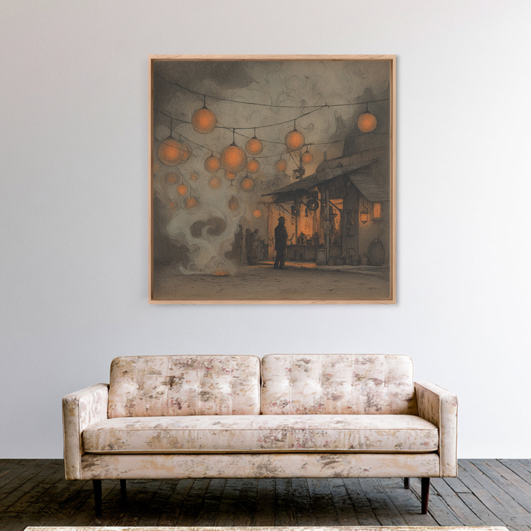 The Lantern Market Beyond The Veil, Occult Wall Decor, Square Wall Art, Canvas Print, Halloween Home Decor, Gothic Wall Art