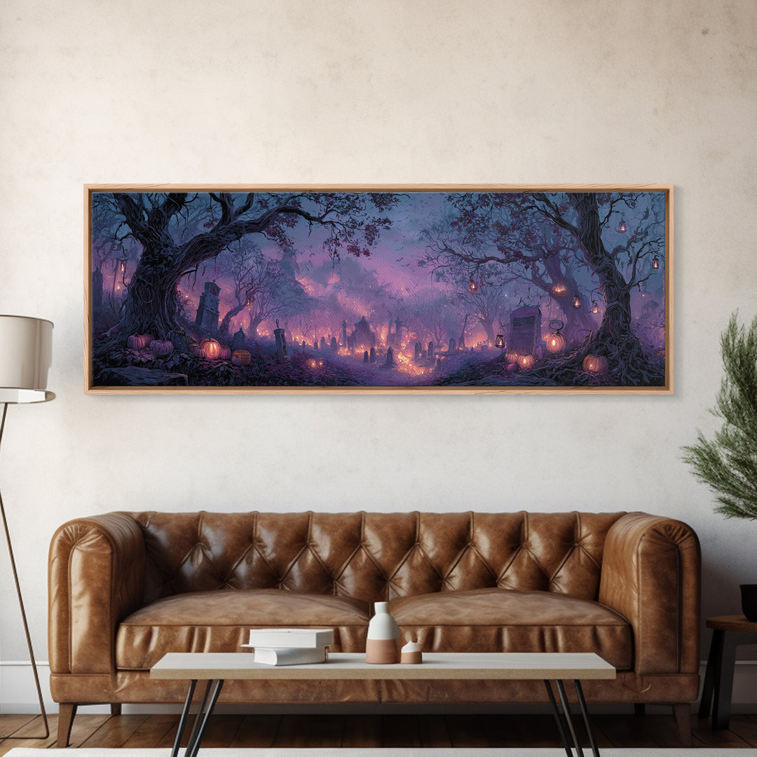 The Lantern Market Beyond The Veil, Macabre Halloween Art, Extra Wide Wall Art, Canvas Print, Halloween Home Decor, Gothic Wall Art