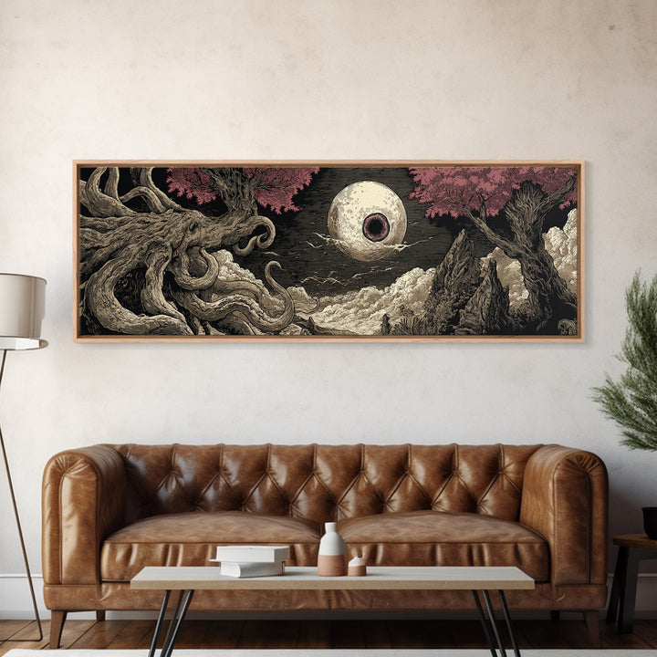 The Salt King Of The Black Shore, Cosmic Horror Decor, Extra Wide Wall Art, Canvas Print, Halloween Home Decor, Gothic Wall Art