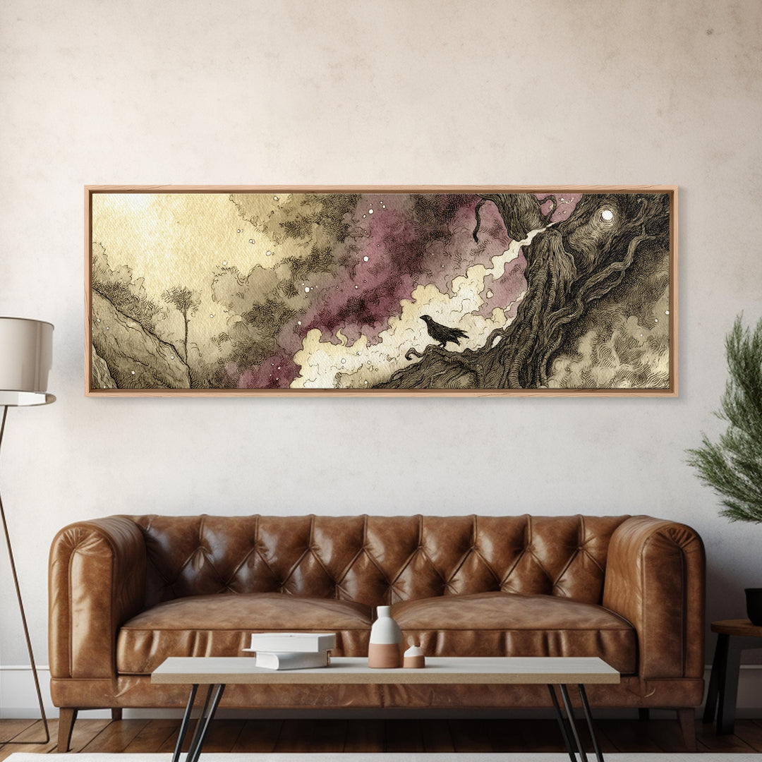The Custodian Of The Whispering Idol, Eldritch Wall Art, Extra Wide Wall Art, Canvas Print, Halloween Home Decor, Gothic Wall Art