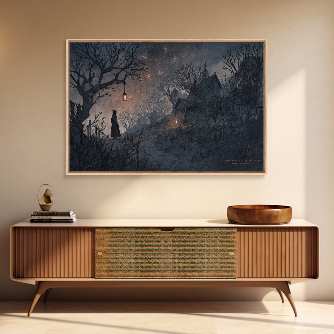 The Children Of The Star Orchard, Macabre Halloween Art, Landscape Wall Art, Framed Canvas Print, Halloween Home Decor, Gothic Wall Art