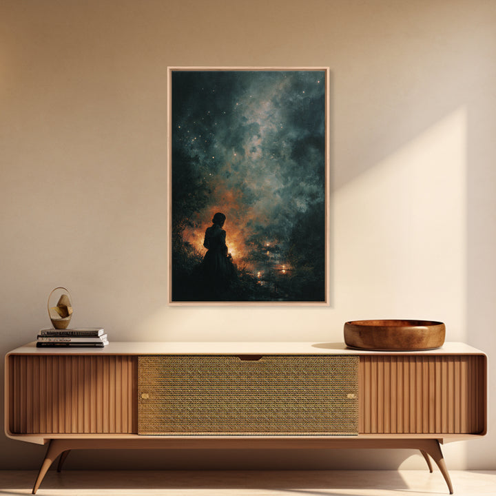 The Seamstress Of Living Nebulae, Occult Wall Decor, Vertical Wall Art, Framed Canvas Print, Halloween Home Decor, Gothic Wall Art