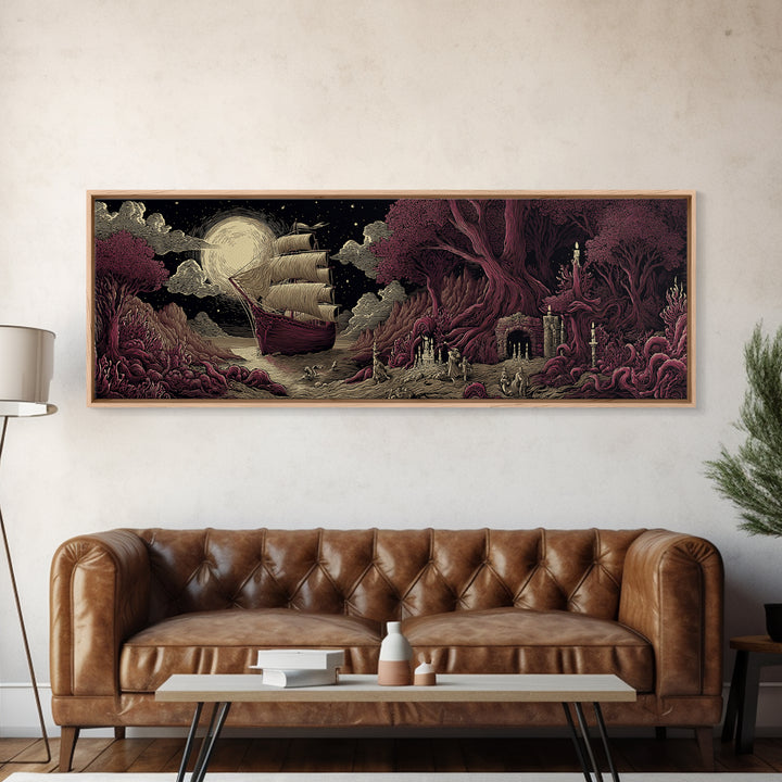 The Candelit Ark Of Forgotten Stars, Cosmic Horror Decor, Extra Wide Wall Art, Canvas Print, Halloween Home Decor, Gothic Wall Art