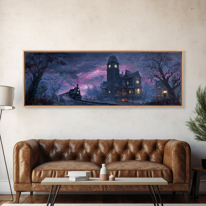 The Phantom Train To Kadath, Eldritch Wall Art, Extra Wide Wall Art, Canvas Print, Halloween Home Decor, Gothic Wall Art, Dark Fantasy Art