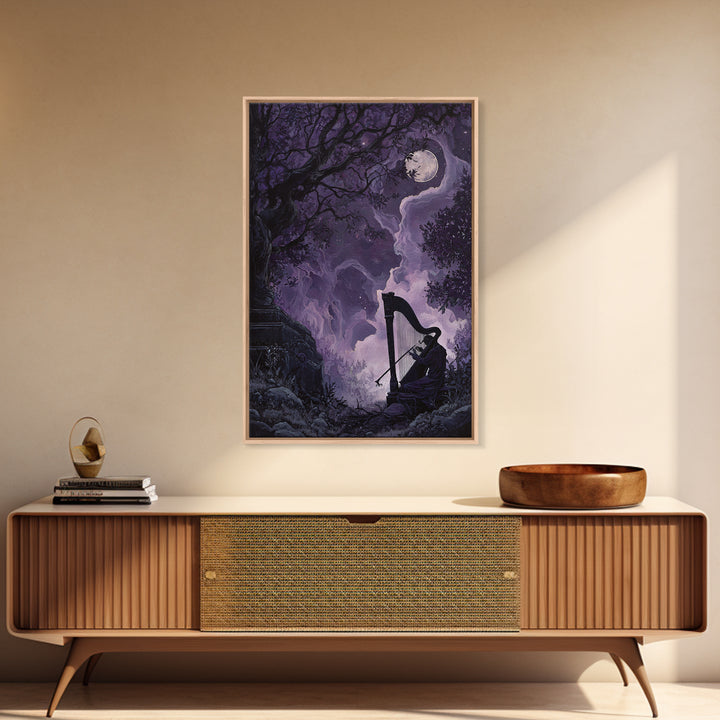 The Harpist Of Abyssal Sleep, Eldritch Wall Art, Vertical Wall Art, Canvas Print, Halloween Home Decor, Gothic Wall Art, Dark Fantasy Art
