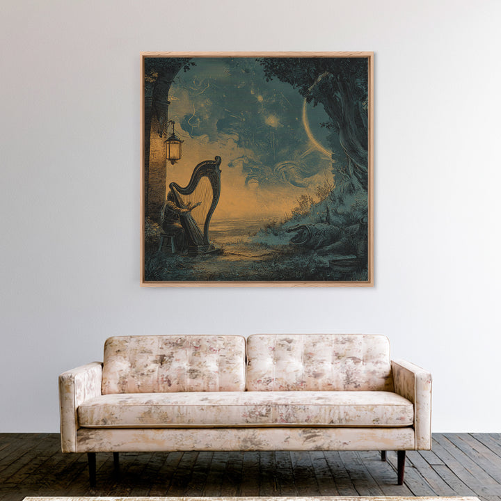 The Harpist Of Abyssal Sleep, Halloween Wall Art, Square Wall Art, Canvas Print, Halloween Home Decor, Gothic Wall Art, Seasonal Home Decor