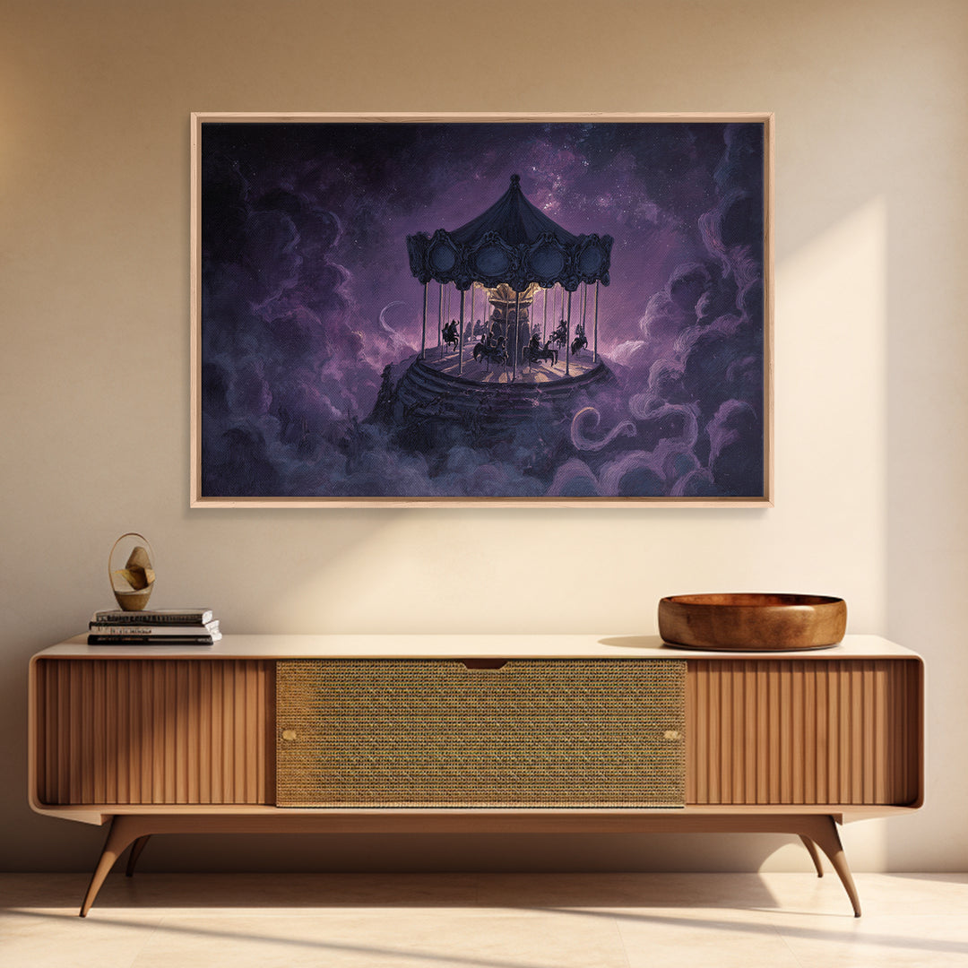 The Carousel Of Sleeping Planets, Occult Wall Decor, Landscape Wall Art, Canvas Print, Halloween Home Decor, Gothic Wall Art