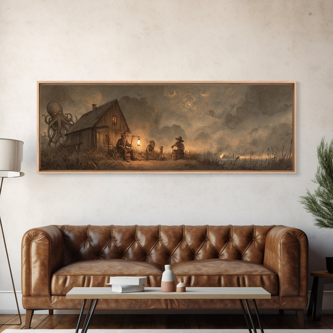 The Festival Of The Little Old Ones, Occult Wall Decor, Extra Wide Wall Art, Canvas Print, Halloween Home Decor, Gothic Wall Art