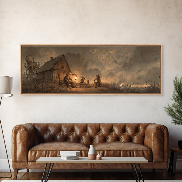 The Festival Of The Little Old Ones, Occult Wall Decor, Extra Wide Wall Art, Canvas Print, Halloween Home Decor, Gothic Wall Art