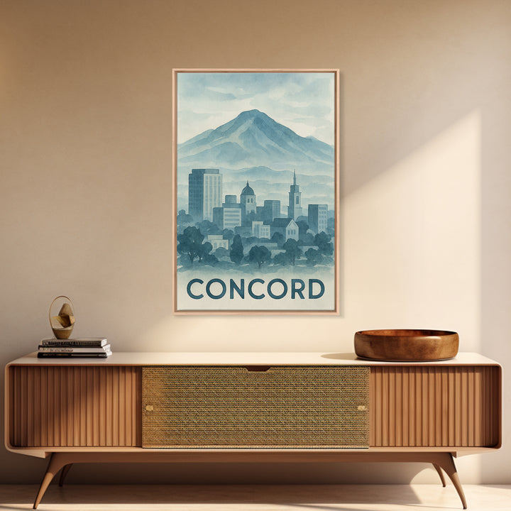 Concord Travel Poster, Canvas Print, Painted Travel Poster Art, Concord City Art, Travel Wall Decor, Fine Art Print, City Art Print