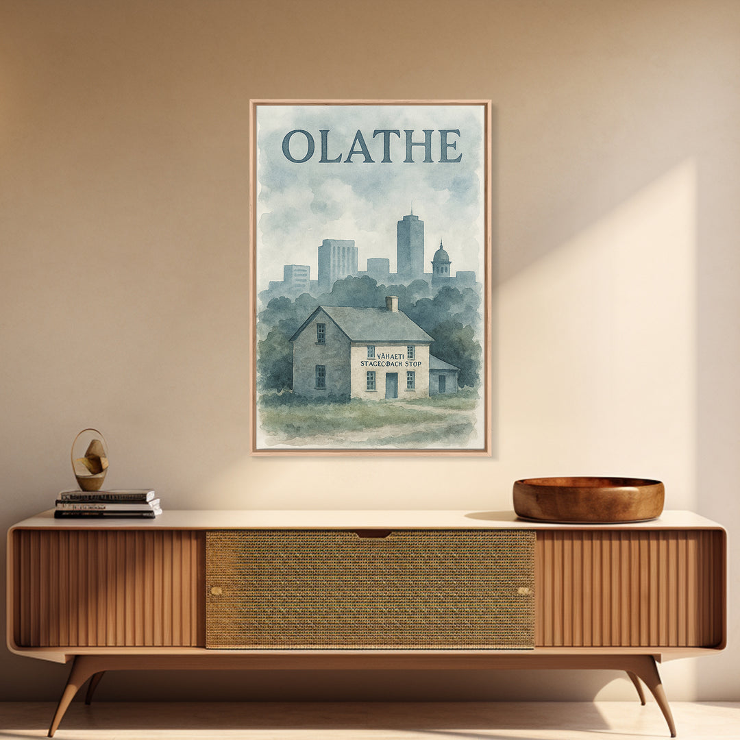 Olathe Travel Poster, Canvas Print, Painted Travel Poster Art, Olathe Travel Art, City Illustration, Travel Art Print, Home Office Decor