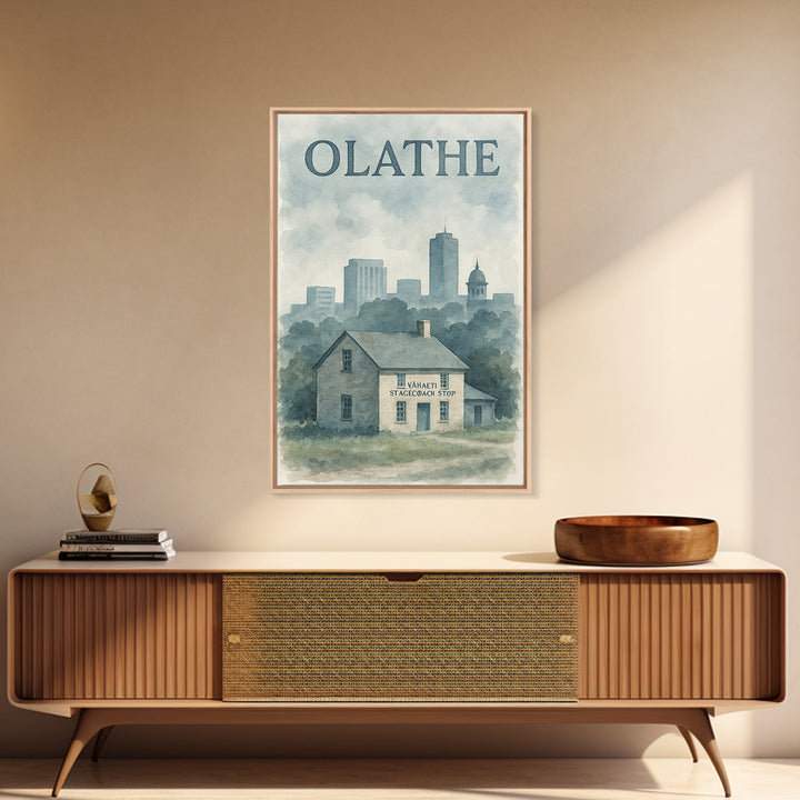 Olathe Travel Poster, Canvas Print, Painted Travel Poster Art, Olathe Travel Art, City Illustration, Travel Art Print, Home Office Decor
