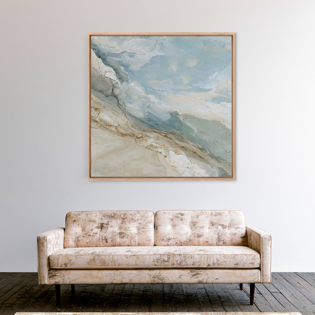 Light Marble Texture Abstract Framed Canvas Print, Waiting Room Art, Dog Wall Art, Waiting Room Decor, Abstract Art, Calm, WRA-1x1-24