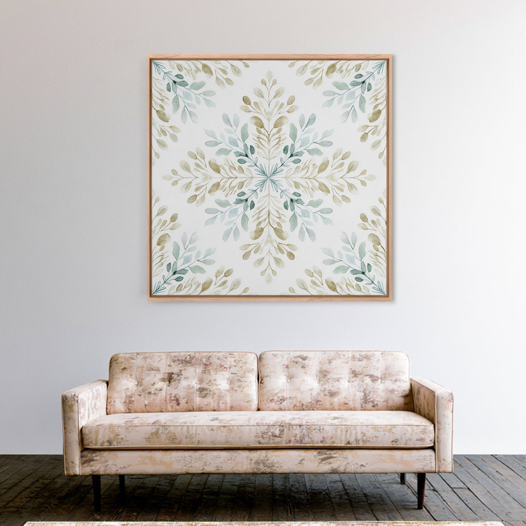 Neutral Botanical Branch Framed Canvas Print, Waiting Room Art, Minimalist Wall Art, Waiting Room Decor, Oil Painting, Calm, WRA-1x1-27