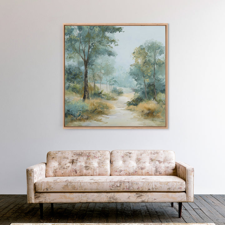 Misty Forest Path Canvas Print, Waiting Room Art, Gallery Wall Art, Waiting Room Decor, Fine Art, Calm, Photography Print, WRA-1x1-35