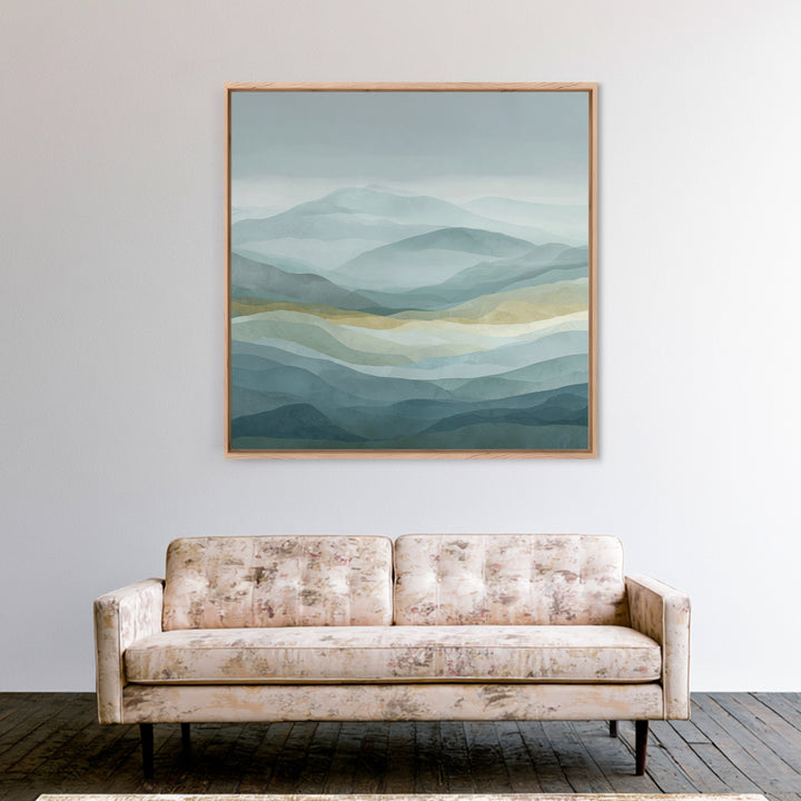 Simple Mountain Layers Framed Canvas Print, Waiting Room Art, Dental Office Decor, Waiting Room Decor, Fine Art, Calm, WRA-1x1-38