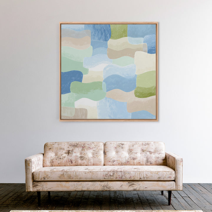 Pastel Rainbow Shapes for Pediatric Spaces Framed Canvas Print, Waiting Room Art, Dental Wall Art, Waiting Room Decor, Calm, WRA-1x1-42