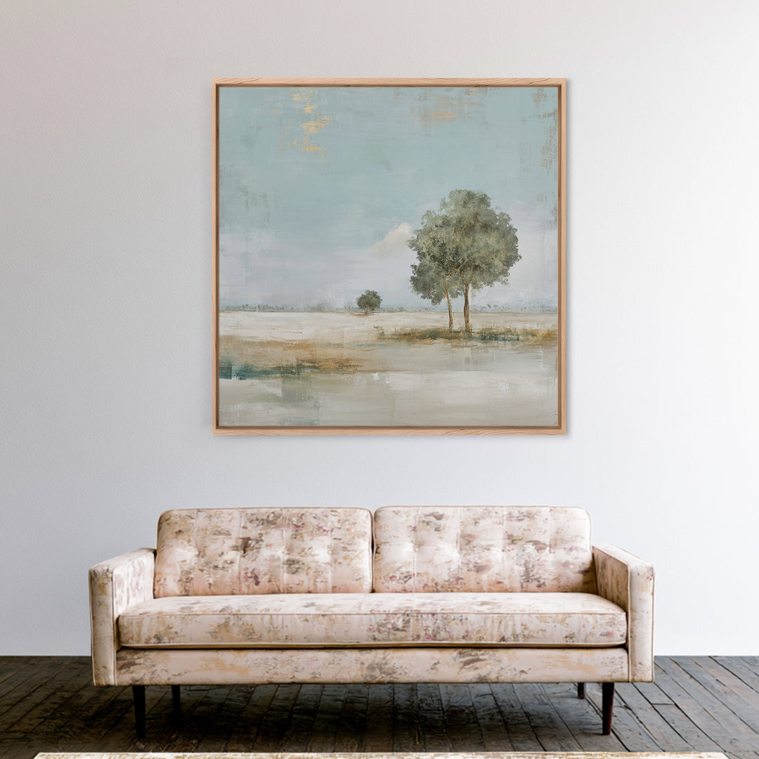 Open Field with Distant Tree Framed Canvas Print, Waiting Room Art, Bauhaus Print, Waiting Room Decor, Fine Art, Calm, WRA-1x1-47