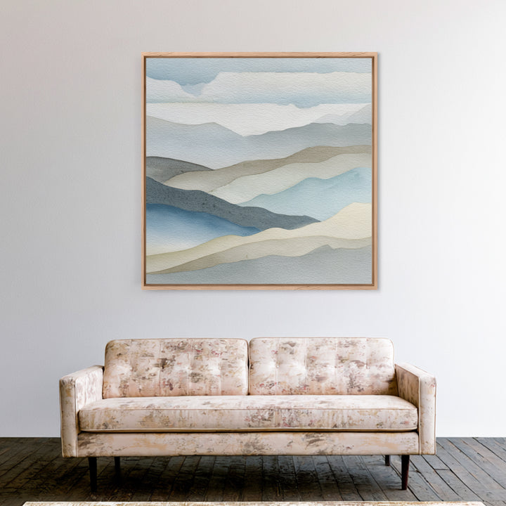 Simple Mountain Layers Framed Canvas Print, Waiting Room Art, Dental Office Decor, Waiting Room Decor, Fine Art, Calm, WRA-1x1-62