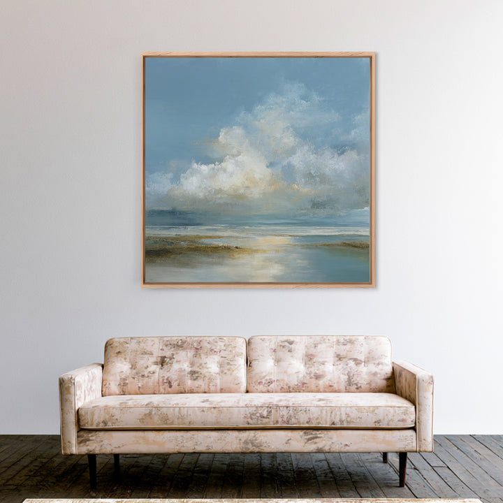 Large Cloudscape with Hopeful Light Framed Canvas Print, Waiting Room Art, Textured Painting, Waiting Room Decor, Calm, WRA-1x1-88