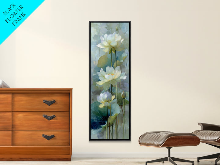 Lotus Flower on Still Water Canvas Print, Waiting Room Art, Printable Wall Art, Waiting Room Decor, Watercolor Art, Calm, WRA-1x3-27