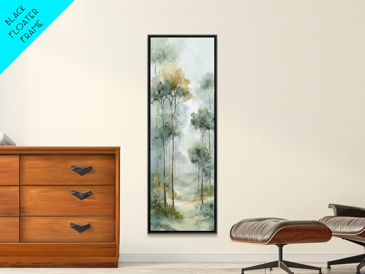 Misty Forest Path Framed Canvas Print, Waiting Room Art, Printable Art, Waiting Room Decor, Fine Art, Calm, Digital Art Print, WRA-1x3-47