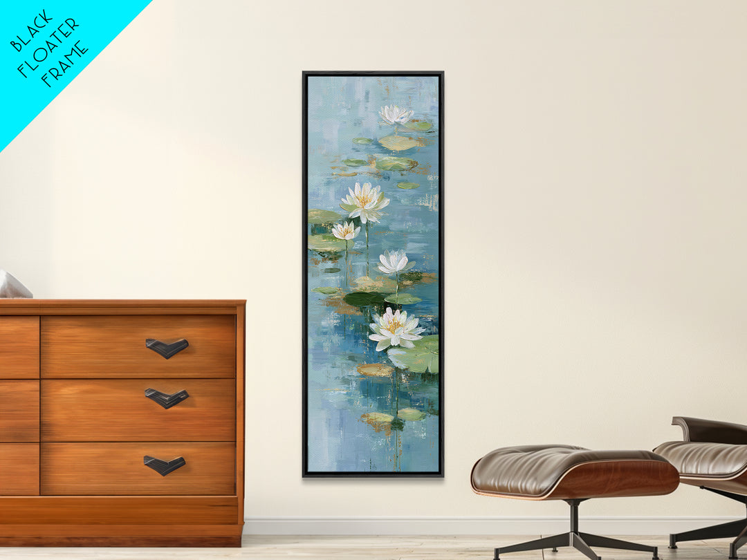 Lotus Flower on Still Water Canvas Print, Waiting Room Art, Minimalist Wall Art, Waiting Room Decor, Fine Art, Calm, Dental Art, WRA-1x3-51