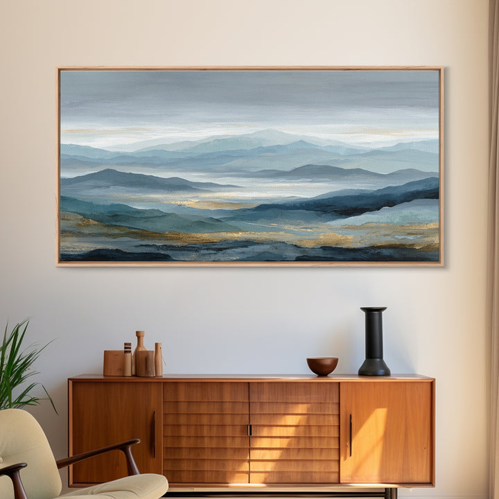 Simple Mountain Layers Framed Canvas Print, Waiting Room Art, Art Print, Waiting Room Decor, Fine Art, Calm, Abstract Art, WRA-2x1-10