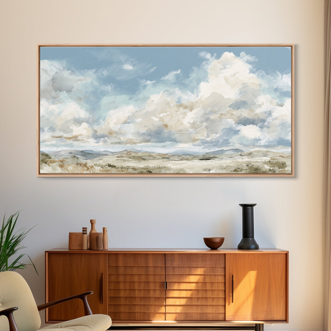 Large Cloudscape with Hopeful Light Framed Canvas Print, Waiting Room Art, Art Print, Waiting Room Decor, Fine Art, Calm, WRA-2x1-12