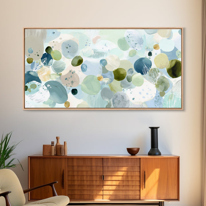 Pastel Rainbow Shapes for Pediatric Spaces Framed Canvas Print, Waiting Room Art, Fine Art Print, Waiting Room Decor, WRA-2x1-14