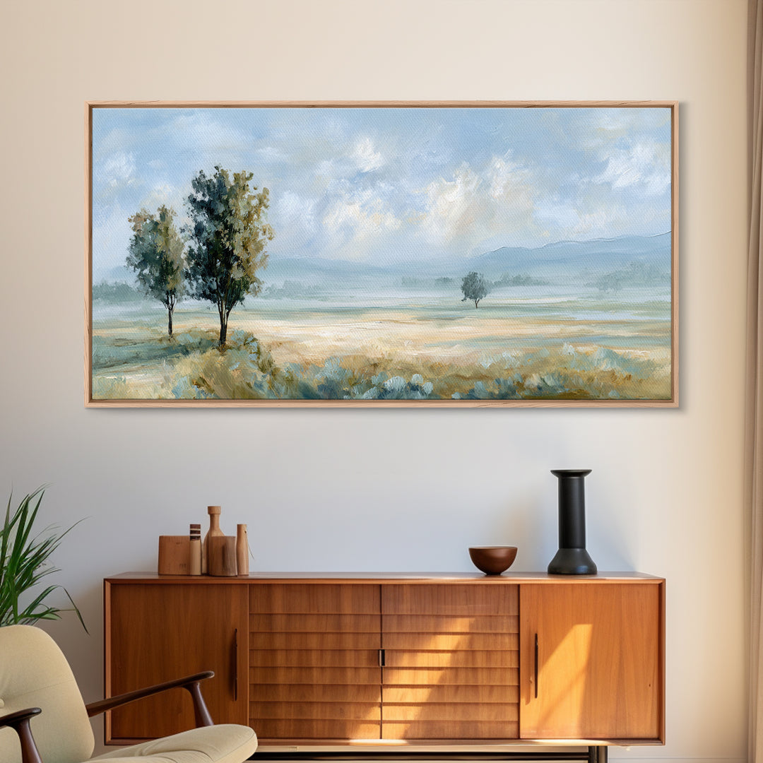 Open Field with Distant Tree Framed Canvas Print, Waiting Room Art, Therapy Office Decor, Waiting Room Decor, Fine Art, Calm, WRA-2x1-19