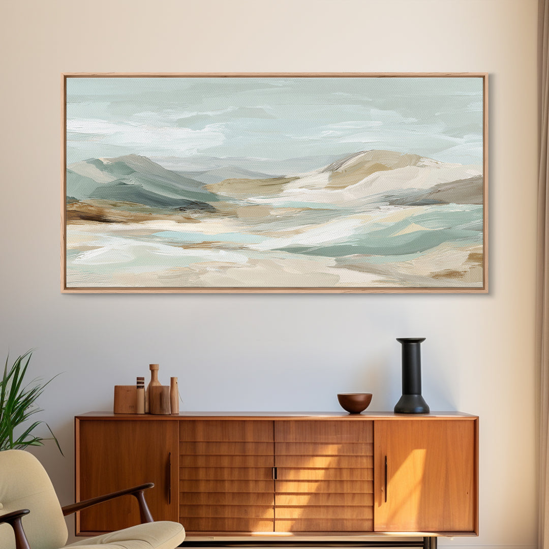 Light Marble Texture Abstract Framed Canvas Print, Waiting Room Art, Statement Artwork, Waiting Room Decor, Abstract Art, Calm, WRA-2x1-20