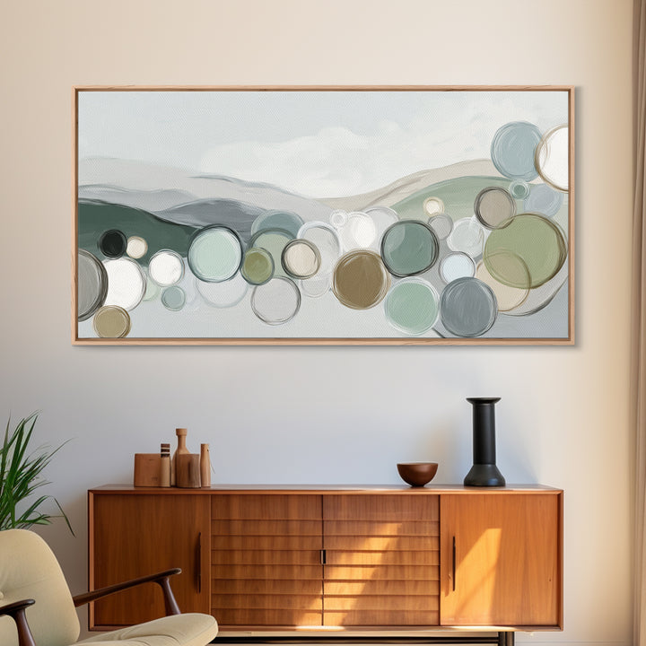Abstract Circles Suggesting Calm Movement Framed Canvas Print, Waiting Room Art, Luxury Decor, Waiting Room Decor, Calm, WRA-2x1-30