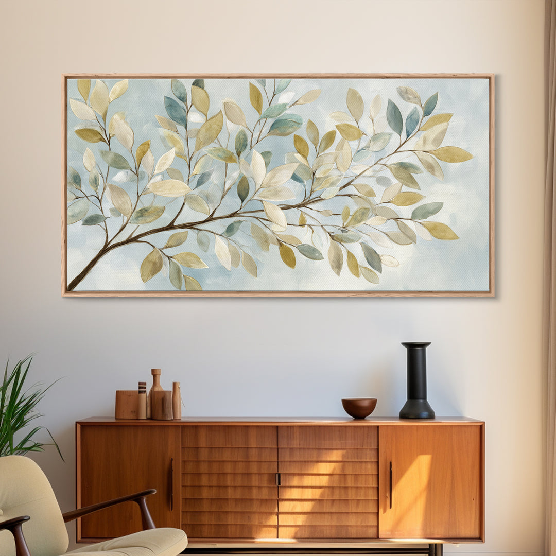 Neutral Botanical Branch Canvas Print, Waiting Room Art, Living Room Wall Art, Waiting Room Decor, Watercolor Art, Calm, WRA-2x1-47