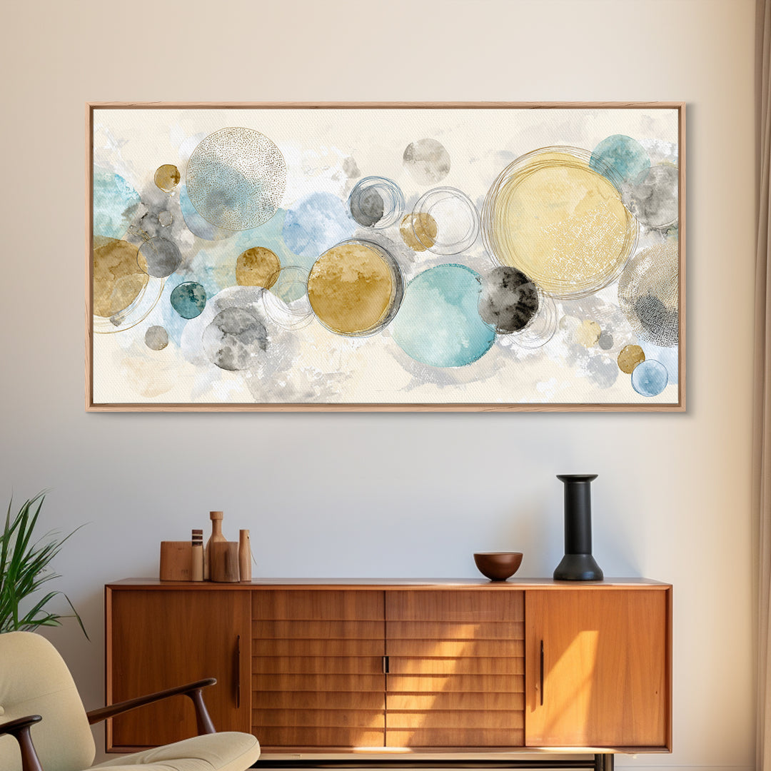 Abstract Circles Suggesting Calm Movement Framed Canvas Print, Waiting Room Art, Luxury Decor, Waiting Room Decor, Calm, WRA-2x1-6