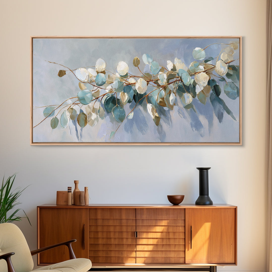 Clean Eucalyptus Leaf Study Canvas Print, Waiting Room Art, Printable Wall Art, Waiting Room Decor, Calm, Office Wall Decor, WRA-2x1-61