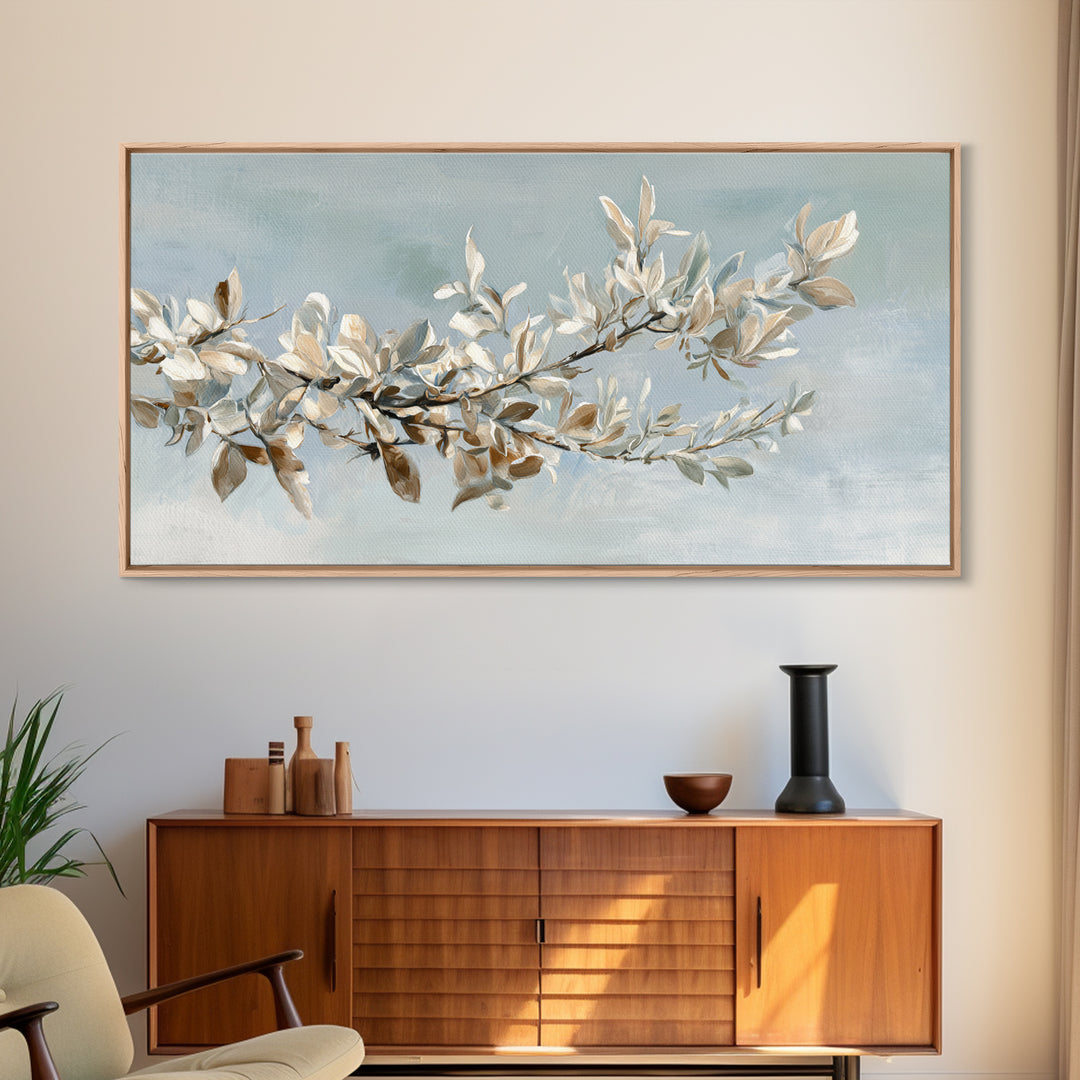 Neutral Botanical Branch Canvas Print, Waiting Room Art, Dog Wall Art, Waiting Room Decor, Fine Art, Calm, Boho Decor, WRA-2x1-71