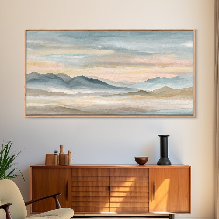 Warm Desert Sunrise Framed Canvas Print, Waiting Room Art, Printable Art, Waiting Room Decor, Watercolor Art, Calm, WRA-2x1-81
