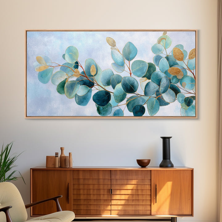 Clean Eucalyptus Leaf Study Framed Canvas Print, Waiting Room Art, Office Wall Art, Waiting Room Decor, Fine Art, Calm, WRA-2x1-85