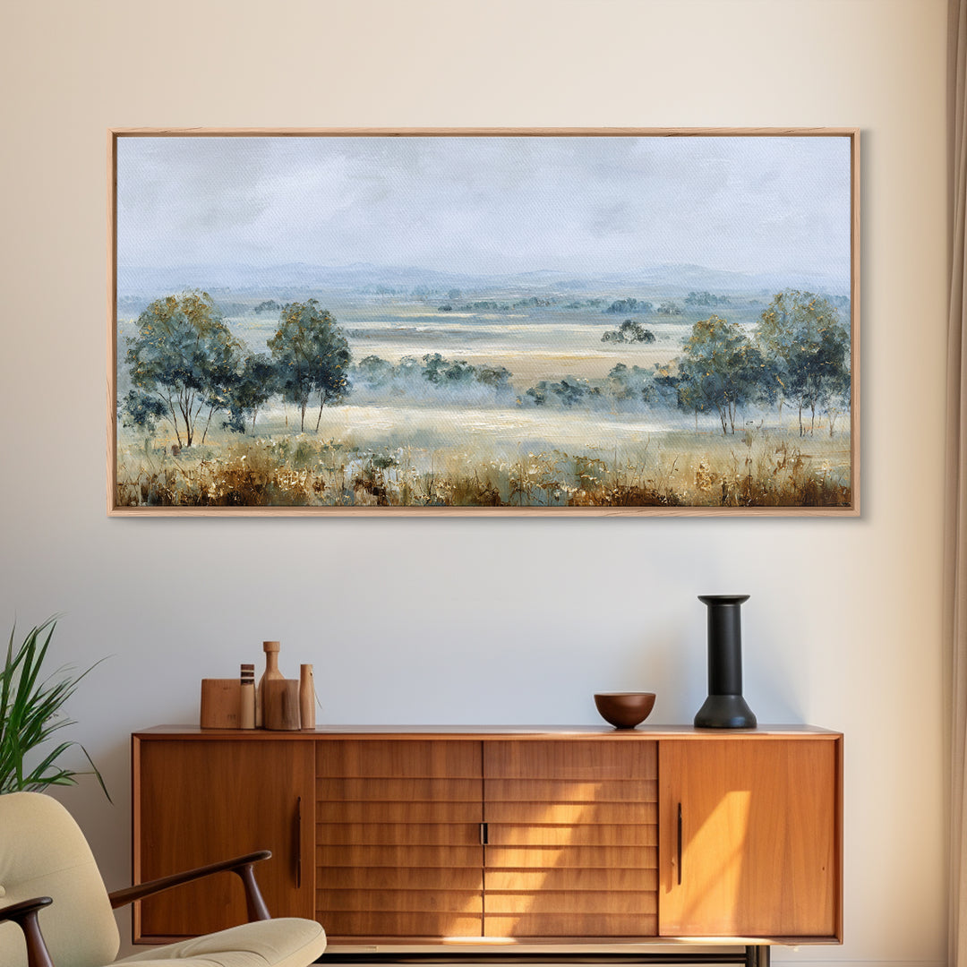 Open Field with Distant Tree Framed Canvas Print, Waiting Room Art, Abstract Art, Waiting Room Decor, Fine Art, Calm, WRA-2x1-91