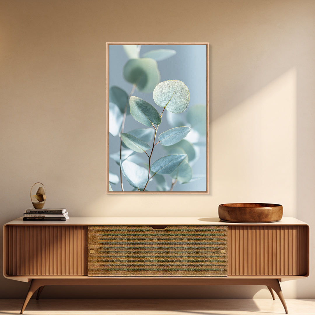 Clean Eucalyptus Leaf Study Framed Canvas Print, Waiting Room Art, Wall Art, Waiting Room Decor, Oil Painting, Calm, WRA-2x3-1