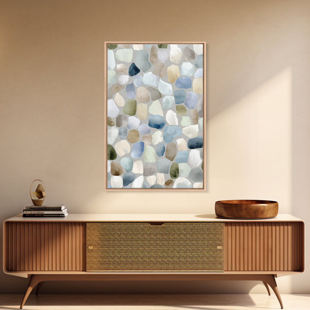 Pastel Rainbow Shapes for Pediatric Spaces Framed Canvas Print, Waiting Room Art, Boho Decor, Waiting Room Decor, Calm, WRA-2x3-2