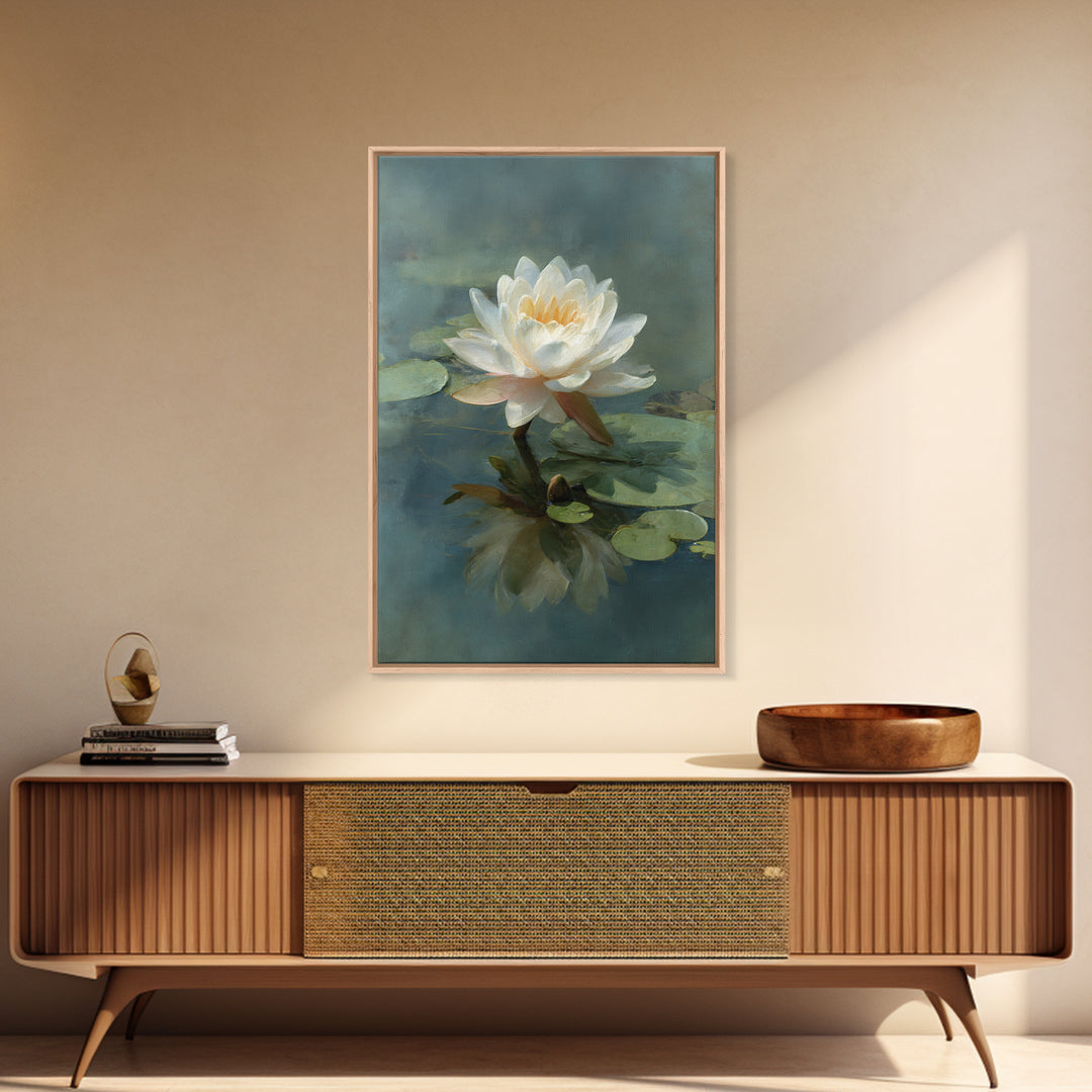 Lotus Flower on Still Water Canvas Print, Waiting Room Art, Art Print, Waiting Room Decor, Fine Art, Calm, Abstract Art, WRA-2x3-23