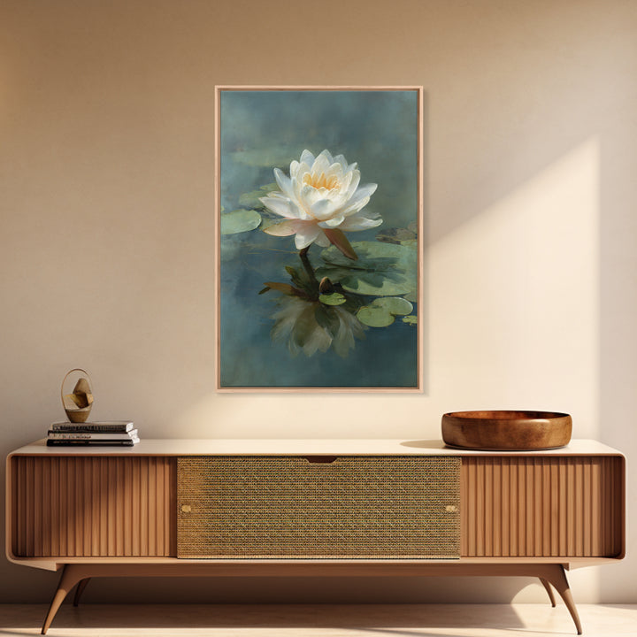 Lotus Flower on Still Water Canvas Print, Waiting Room Art, Art Print, Waiting Room Decor, Fine Art, Calm, Abstract Art, WRA-2x3-23